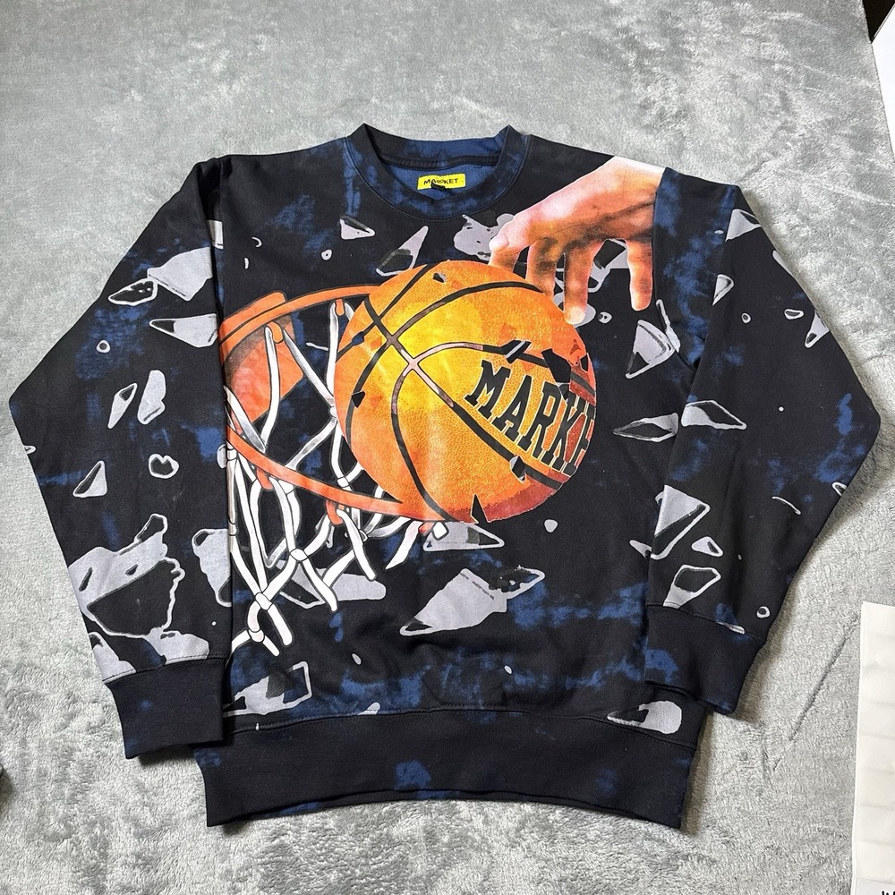 Chinatown Market Shattered Backboard Sweater Men's S Black Crew Neck Logo